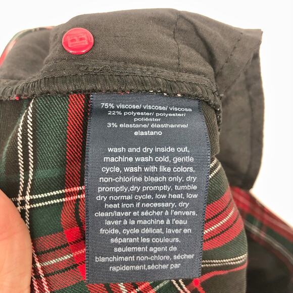 TOMMY HILFIGER Tribeca Ankle Pants Size 18 Red Green Plaid Patterned Skinny NWT - Picture 8 of 11
